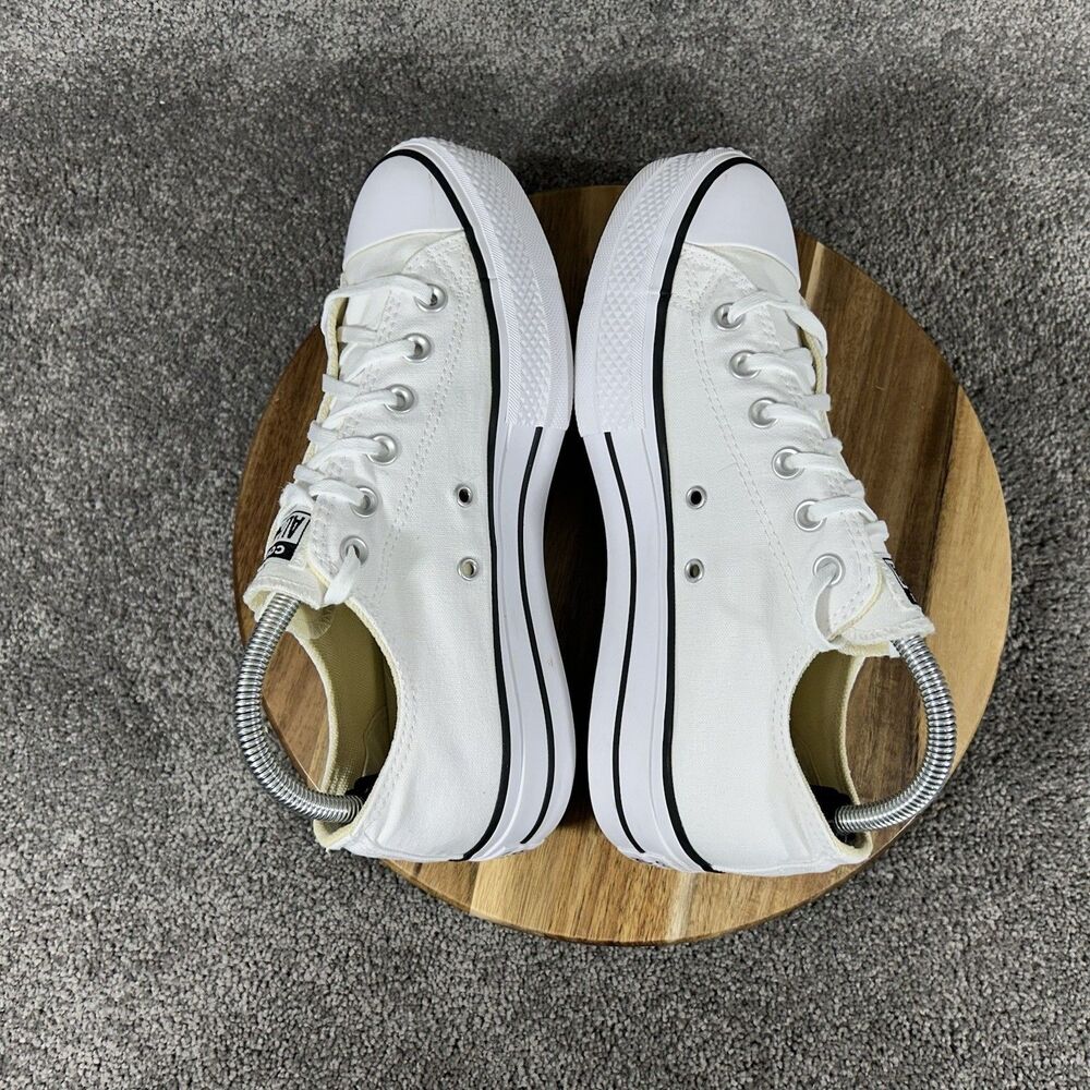 Converse Chuck Taylor All Star Lift Women’s Sz 9 White Canvas Low Platform Shoes - Picture 7 of 11